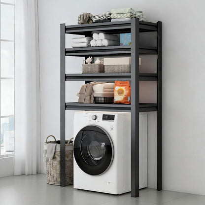 Over Washer and Dryer Shelves, Laundry Room Shelves Adjustable Metal Heavy Duty Freestanding Storage Shelving, Washing Machine Rack for Organization and Storage, Black (39.4" W X 17.7" D X 71.2" H)