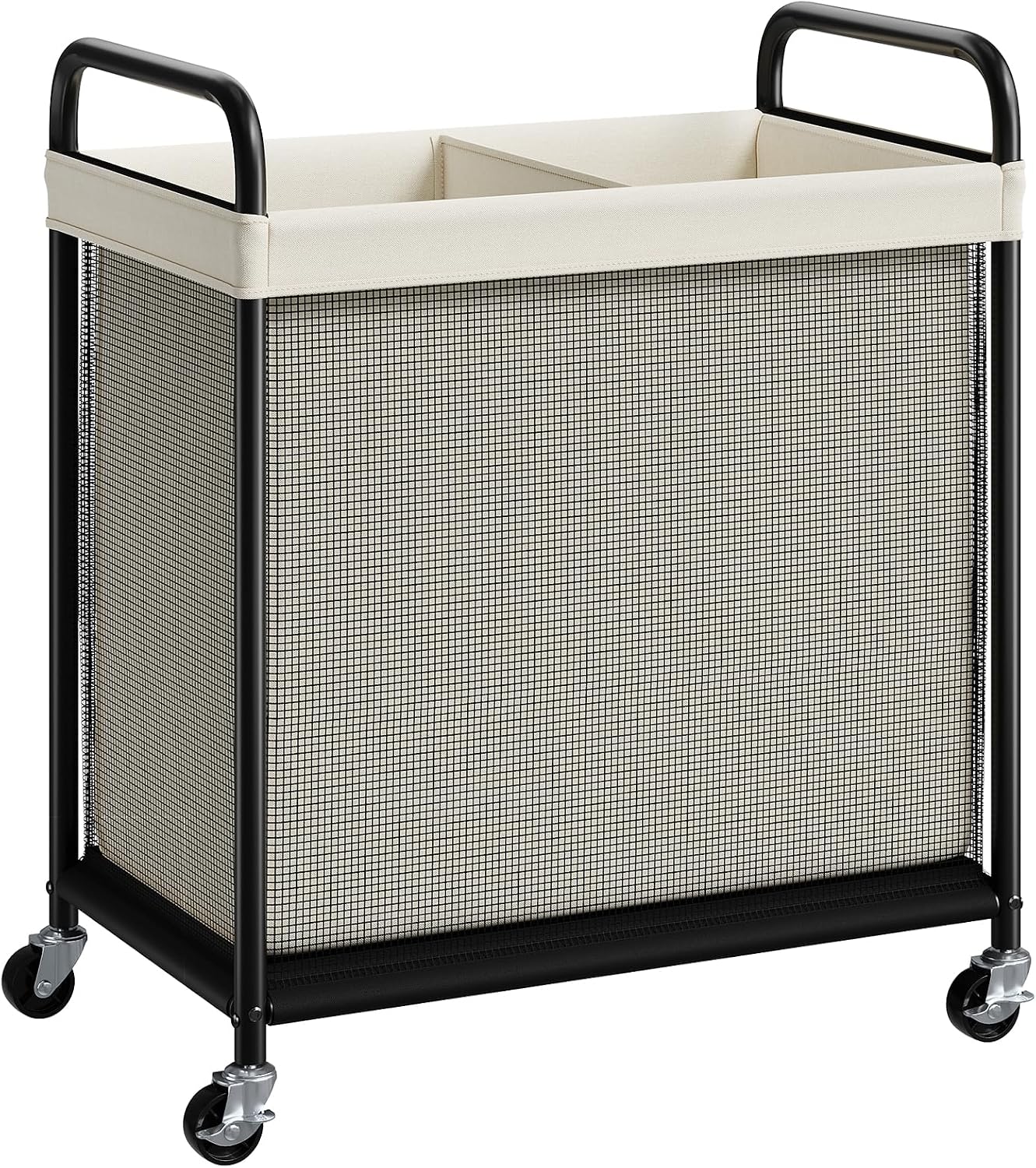 ELYKEN Laundry Hamper 3 Section, 120L Rolling Laundry Sorter with Removable Liner Bag, Laundry Basket with Wheels, Steel Frame with Metal Handle, Clothes Hamper Cart for Laundry Room & Bedroom
