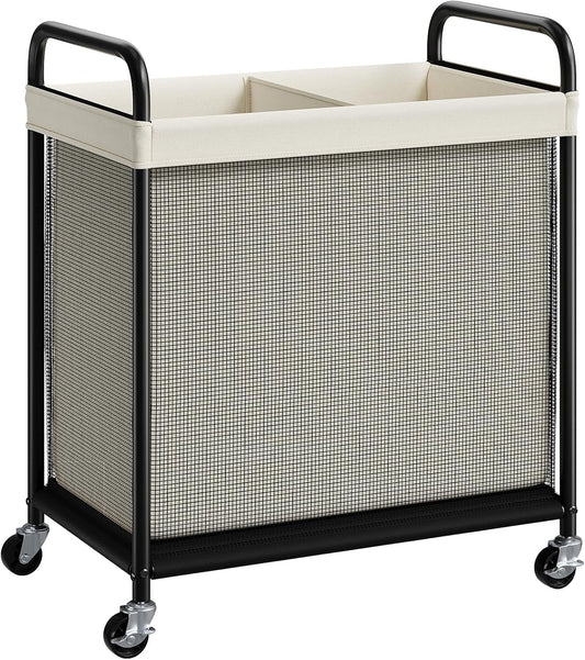 ELYKEN Laundry Hamper 3 Section, 120L Rolling Laundry Sorter with Removable Liner Bag, Laundry Basket with Wheels, Steel Frame with Metal Handle, Clothes Hamper Cart for Laundry Room & Bedroom