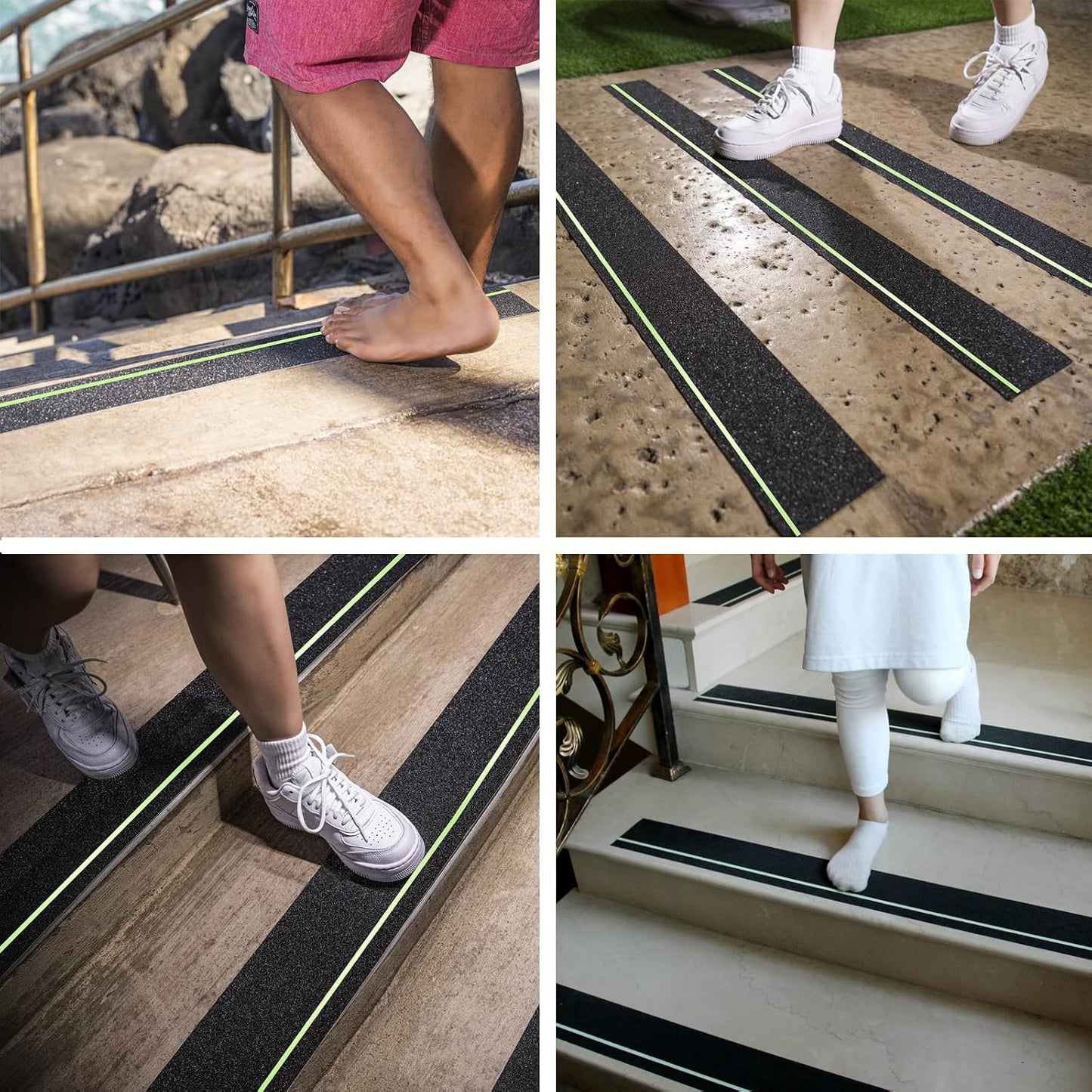 6" x 30" Anti Slip Traction Treads Tape (12-Pack), Pre-Cut Grip Tape for Stair Steps Outdoor, Waterproof Black Non Slip Stair Treads for Floor Safety, Easy to Install