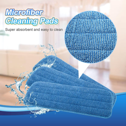 3 Pack Microfiber Mop Pads Replacement for Wet/Dry Mop Floor Cleaning Reusable Mop Pads Refills for Spray Floor Mops Compatible with Bona Floor Care System and Any Microfiber Flat Spray Mop