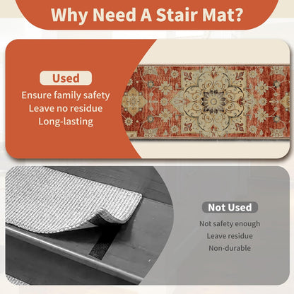 Non-Slip Carpet Stair Treads 15PCS, 8"x30" Peel and Stick Stair Runner for Wooden Steps Indoor, Washable Reusable Adhesive Backing, Pet-Friendly Safety Mats for Kids, Elders, Dogs