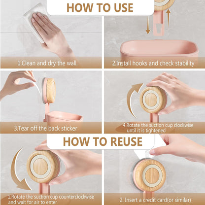 Double Layer Soap Dish for Shower 2 Pack, Wall Mounted Bar Soap Holder Suction Cup 2 Layer Self Draining Soap Case Sponge Holder for Shower Bathroom, Tub and Kitchen Sink, Drill-Free Tray