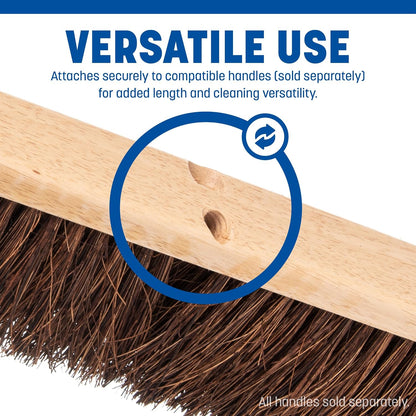 SPARTA Flo-Pac Garage Sweep with Palmyra Bristles, Heavy Duty Broom Head for Indoor and Outdoor Use on Rough Surfaces, 18" Long, 1 Count, Natural