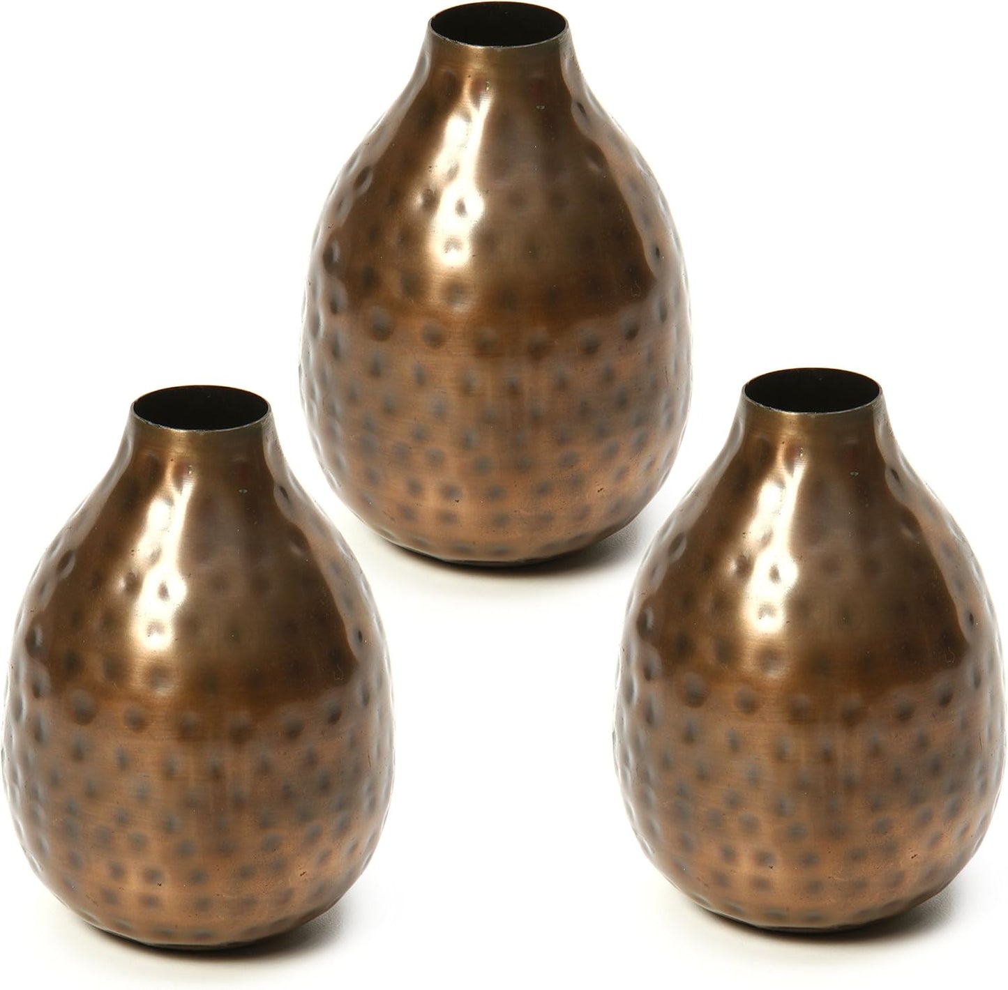 Hosley Small Cream Metal Tote Vase – Set of 4, 4.5" Long Decorative Mini Vases for Dried Floral Arrangements, Coffee Tables, Side Tables & Home Décor Accents
