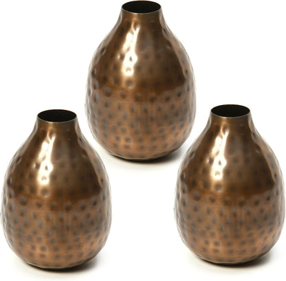 Hosley Small Cream Metal Tote Vase – Set of 4, 4.5" Long Decorative Mini Vases for Dried Floral Arrangements, Coffee Tables, Side Tables & Home Décor Accents