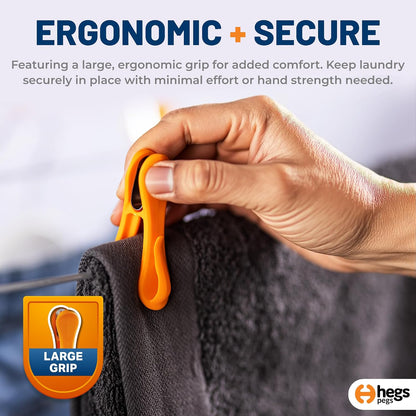 Hegs 24 Pack Multi-Color - The Smartest Heavy Duty Clothespins with Hooks - Hang 3 Garments at Once with Our Tough, Dual Hooks Clothes Pins with Anti-Rust Spring - Durable, Colorful Clothespins