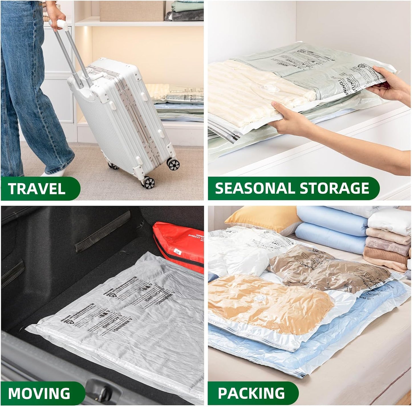 TAILI 8 Pack Vacuum Storage Bags, Jumbo Size (31×40 inch), Vacuum Seal Bags for Clothing, Bulky Bedding, Comforter, Blankets, Pillows, Space Saver Packing