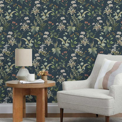 Simon&Siff Vintage Wallpaper Peel and Stick Beige Floral Contact Paper Wildflowers Botanical Wall Paper Removable Renter Friendly Wallpaper 17.3in x 9.8ft