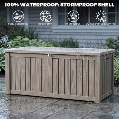 Outdoor Storage Box, 320 Gallon Waterproof Deck Box [Upgraded 3.0], Dual Gas-Spring Ultimate Resin Organizer for King Cushions, Heavy-Duty Lockable Estate Storage Bench, Backyard BBQ, Black