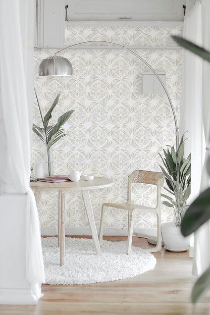 Boho Wallpaper Neutral Peel and Stick Wallpaper 78.7"x17.3" Geometric Wall Paper Beige and White Contact Paper Textured Removable Vinyl Waterproof for Bedroom Farmhouse Kitchen Bathroom