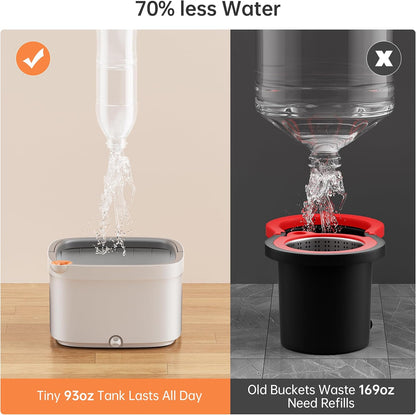 Spin Mop and Bucket Set with 2 Replaceable Microfiber Mop Pads with Self Separation Dirty and Clean Water System, Self Wringing 360° Rotating Square Mop Head for Hardwood Tile Marble Floors