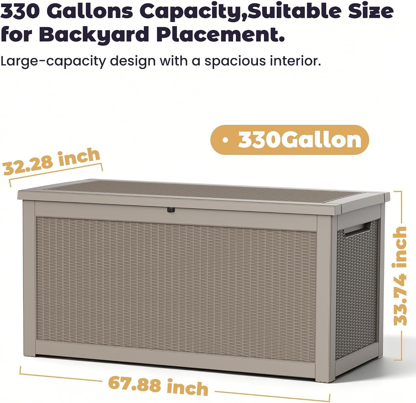 PatioZen 50 Gallon Deck Box Outdoor, Weatherproof Resin Patio Storage Box, Waterproof Outdoor Storage Boxes with Lid Lockable for Cushions, Garden Tools,Grey