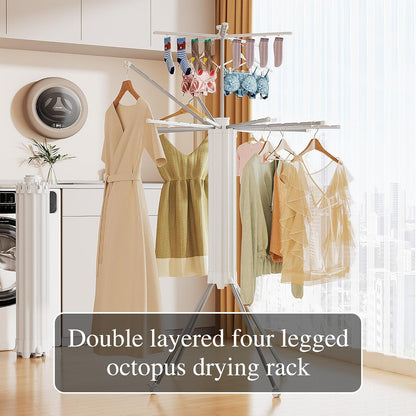 JOOM Tripod Clothes Drying Rack, Garment Rack Portable and Foldable Space Saving Laundry Drying Rack - Drying Rack Clothing Floor Folding Balcony Bedroom Household Wooden