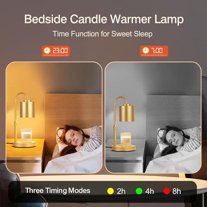 CASTLELIFE Candle Warmer Lamp with Timer & Dimmer, Height Adjustable Electric Wax Melt Warmer for Jar Candles, Gifts for Mom Home Decor, Black