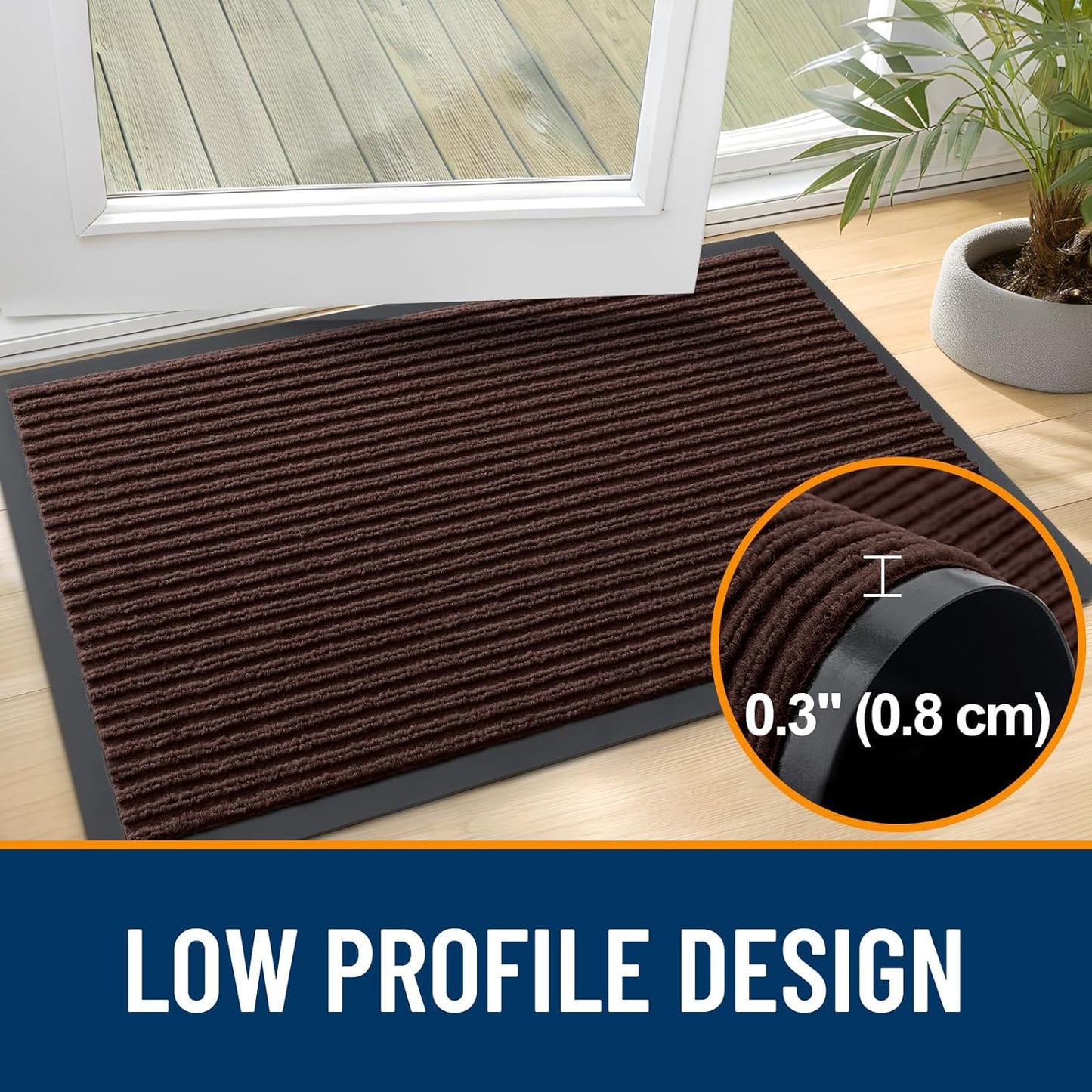 OLANLY Front Door Mat Indoor Outdoor Entrance, 2-Pack 29.5 x 17 Inch, Waterproof Heavy Duty Doormat, Fade Resistant, Low Profile, Easy Clean Patio Porch Welcome Floor Mats for Entry, Grey