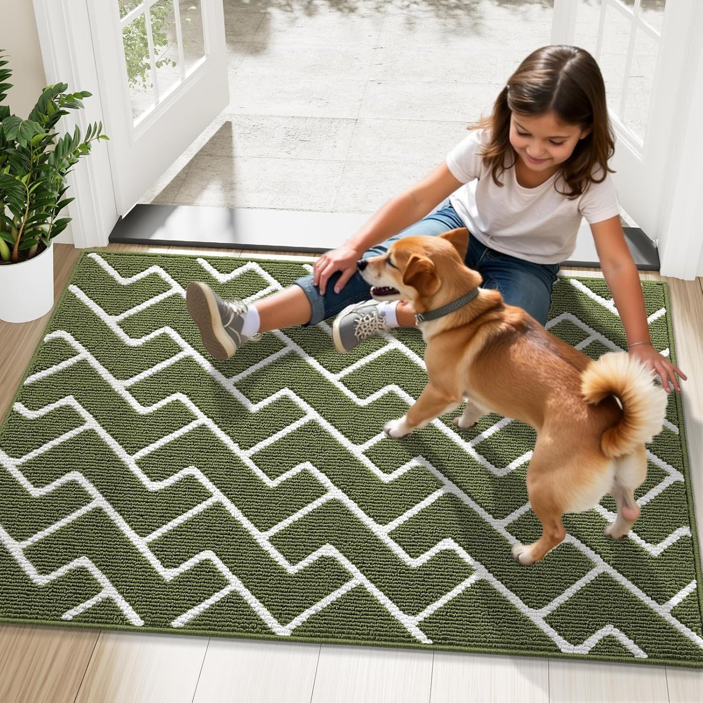 OLANLY Front Door Mat, Non-Slip Rubber Backing, Dirt Resistant and Absorbent, Washable, Easy to Clean Low-Profile Indoor Doormat for Back Door, Entryway, Inside Entrance, 32x20, Grey