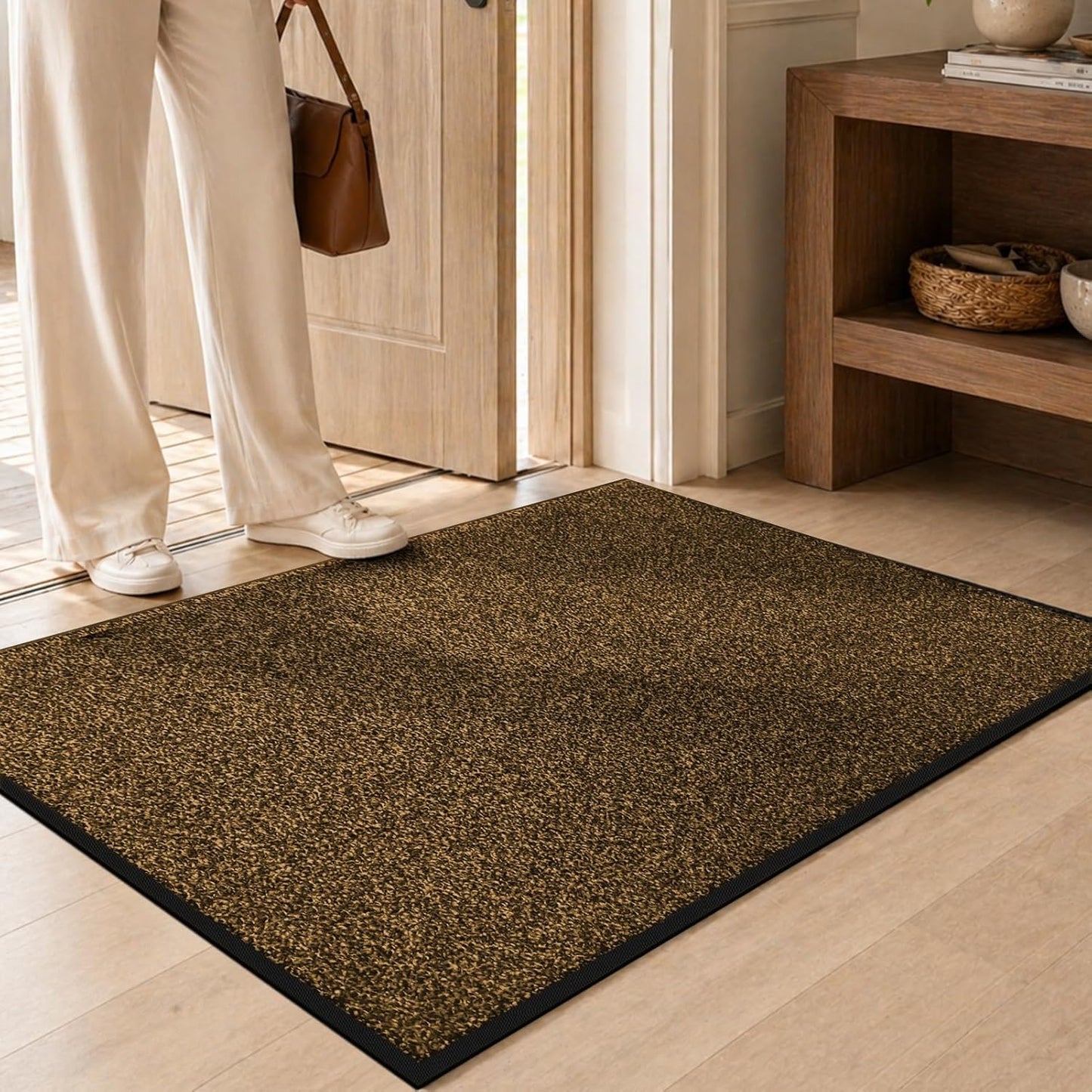 Mibao Front Door Mat, Dirt Trapper Welcome Mat for Outdoor Indoor, Non-Slip Waterproof Doormat, Durable Machine Washable Low Profile Entry Rug for Back Door Outside Patio Porch, 29.5" x 17", Grey