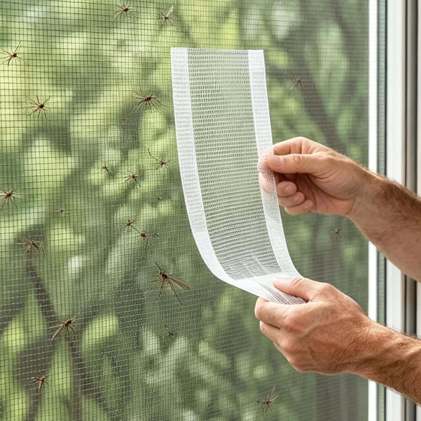 Screen Repair Tape, Strong Adhesive Mesh Patch for Window Door RV Tent, Self-Adhesive Screen Repair Kit for Patio Porch Netting Tears Holes, DIY Fix for Indoor Outdoor Use