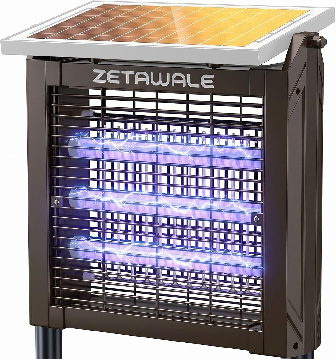 Solar Powered Bug Zapper Outdoor, 4500V Mosquito Trap with 10W Solar Panel, Fly Trap & Mosquito Killer, 10FT Extension Cord, IPX5 Waterproof, 2100 Sq.Ft Coverage for Patio, Backyard, Garden