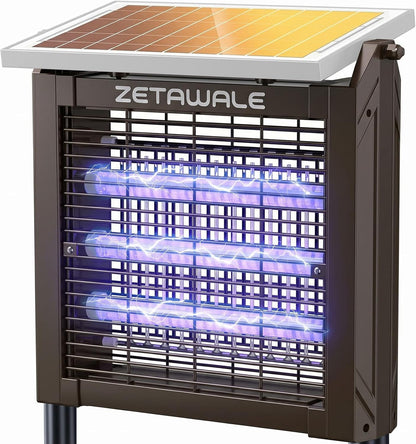 Solar Powered Bug Zapper Outdoor, 4500V Mosquito Trap with 10W Solar Panel, Fly Trap & Mosquito Killer, 10FT Extension Cord, IPX5 Waterproof, 2100 Sq.Ft Coverage for Patio, Backyard, Garden