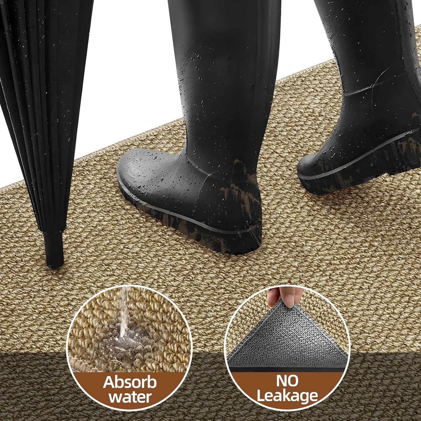 Indoor Door mat 17“ x 30”, Dirt Trapper Door Mat, Non-Slip Washable Entrance Mat, Dirt Resistant and Absorbent Welcome Mat,Low-Profile Doormat for Entryways, Front Doors, and Indoor Entrances, White