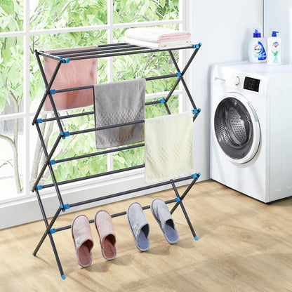 APEXCHASER Extra Large Clothes Drying Rack, Foldable & Extendable Laundry Rack with Adjustable Size (20.87"-35.43" L), Space-Saving, Rust-Resistant Frame for Indoor/Outdoor Use, White