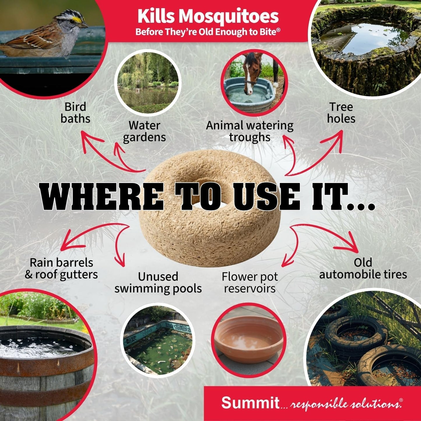 Summit...Responsible Solutions Mosquito Dunk Chunks Kills Mosquito Larvae in All Types of Standing Water