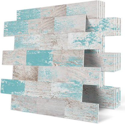 DEWOO Peel and Stick Wall Tile Backsplash PVC Self Adhesive Tiles for Kitchen Bathroom Turquoise Teal (10-Sheet, 13.5" x 11.4") | Self adhesive, thick, cover, vintage, retro, pvc adhesive wall tile, 34 x 29 cm
