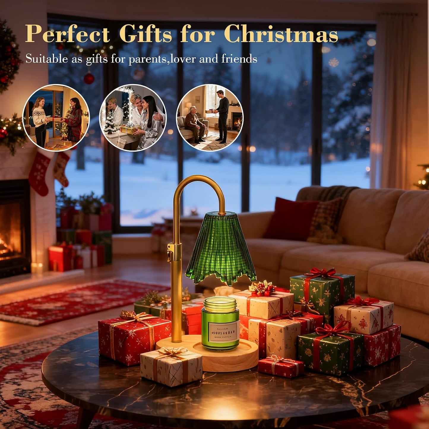 Candle Warmer Lamp with Timer & Dimmable 4-Level Brightness - Adjustable Height,for New Home Bedroom, Gifts for Women(Blue)