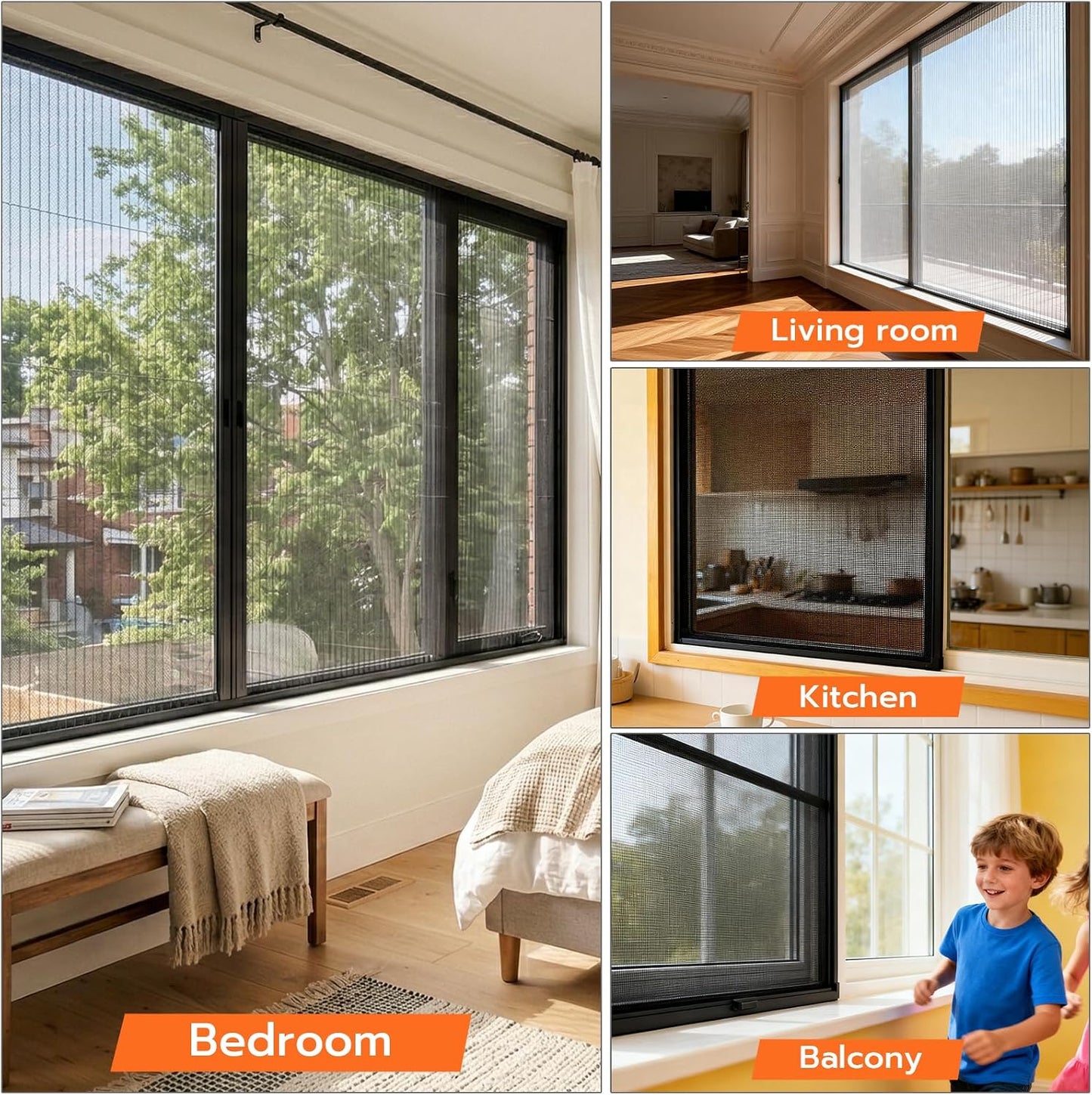 Window Screen Door Repair Kit, 48"x118" Fiberglass Window Screen Mesh, Washable Window Screen Door Replacement with Rolling Tool Spline Cutter Tape Measure for Windows Patio Sliding Screen Door
