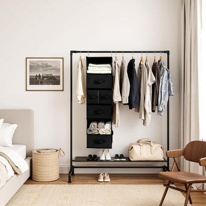 GRANNY SAYS Hanging Closet Organizer 6 Shelves, Closet Organizers and Storage with 5 Drawers, 6 Side Pockets Closet Hanging Organizer, Hanging Storage Organizer for Closet, Baby Clothes, Gray