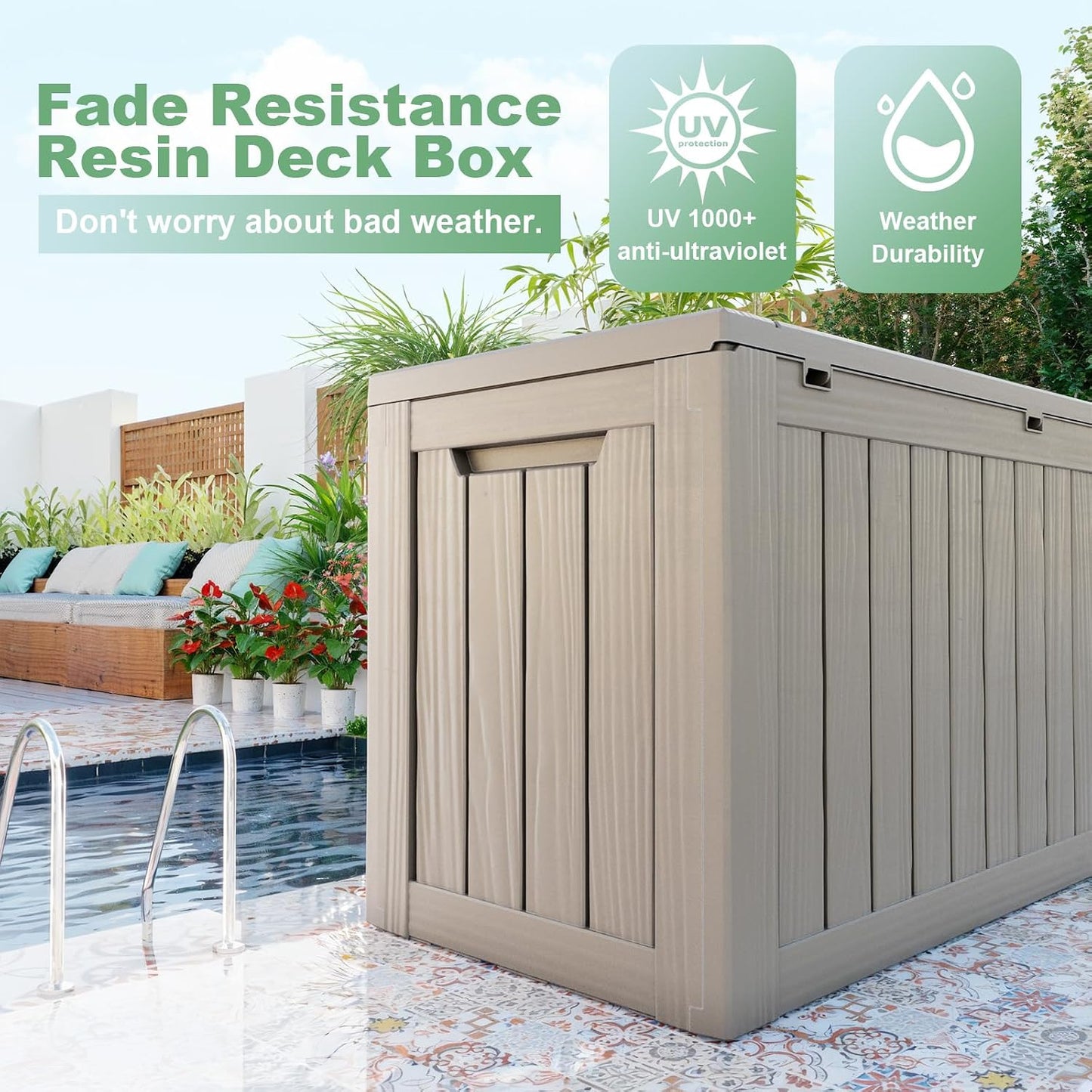 DRATO 180 Gallon Outdoor Storage Box, Large Waterproof Deck Box, Lockable Resin Storage Container with Reinforced Support for Patio Cushions, Garden Tools, UV-Resistant Outdoor Chest（Black，180 Gallon）