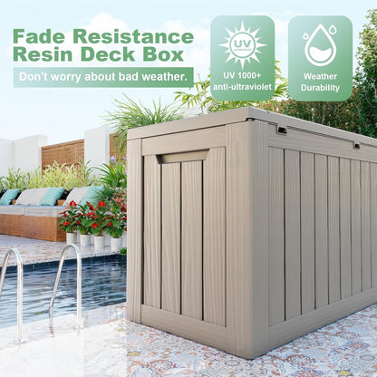 DRATO 180 Gallon Outdoor Storage Box, Large Waterproof Deck Box, Lockable Resin Storage Container with Reinforced Support for Patio Cushions, Garden Tools, UV-Resistant Outdoor Chest（Black，180 Gallon）