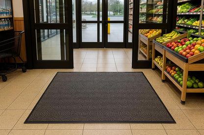 Guardian WGS020304 2' x 3' Indoor/Outdoor Wiper Scraper Floor Mat, Water Guard Spiral Pattern, Rubber Reinforced Ridges Withstand High Traffic, Charcoal