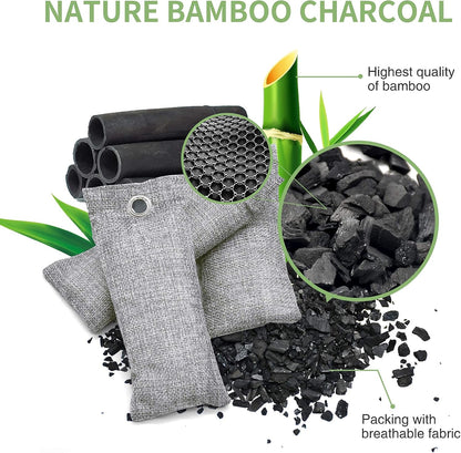 18 Pack Bamboo Charcoal Air Purifying Bag, Activated Charcoal Bags Odor Absorber, Moisture Absorber, Natural Car Air Freshener, Shoe Deodorizer, Odor Eliminators For Home, Pet, Closet (6x50g, 6x150g)