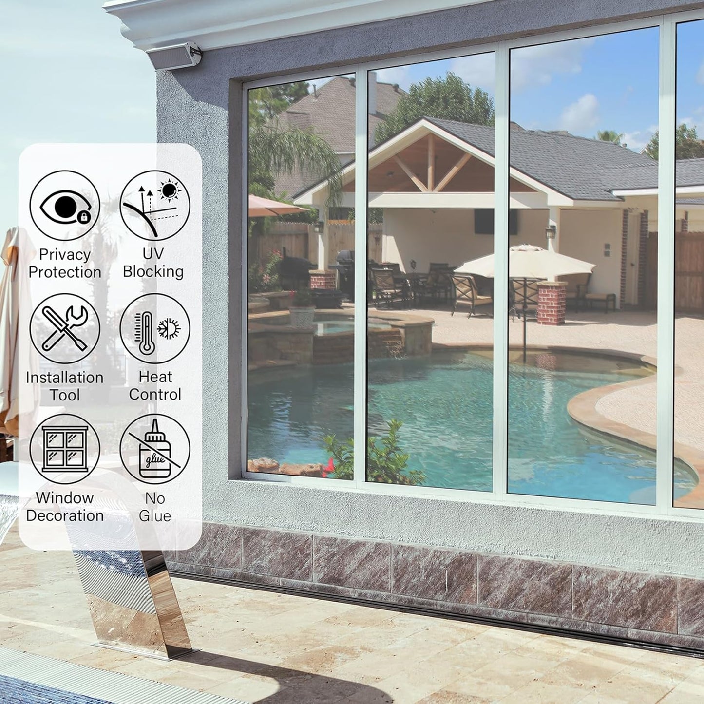 Kromapolis Blackout Window Privacy Film Total Light Blocking Room Darkening Window Covering, Removable Static Cling Frosted Glass Tint, Non-Adhesive, Black 17.5'' x 78.7''