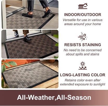 Mibao Front Door Mat, Heavy Duty Durable Welcome Mat for Outdoor Indoor, Dirt Trapper Waterproof Super Absorbent Door Mat for Entryway Outside Patio Porch, 29.5" x 17", Grey