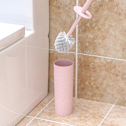 Topsky 2 Pack Compact Toilet Brush & Holder Set, Plastic Round Barrel Loo Brush with 2 Replacement Toilet Brush Head, Durable for Bathroom Toilet, Gray