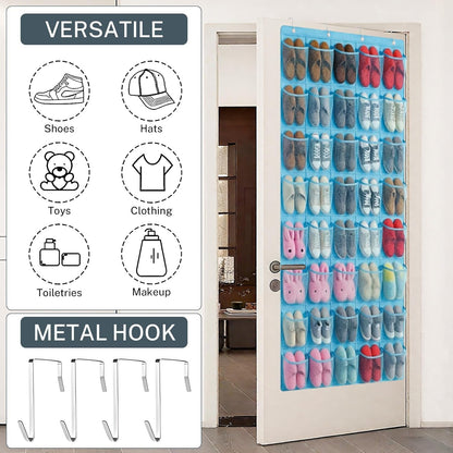 40 Large Mesh Pocket Over the Door Shoe Organizer,Hanging Shoe Rack for Door,Hualleko Shoes Organizer Hanger with Large Capacity, Shoes Storage Holder Sturdy Non-woven Fabric - Stores 20 Pairs (White)