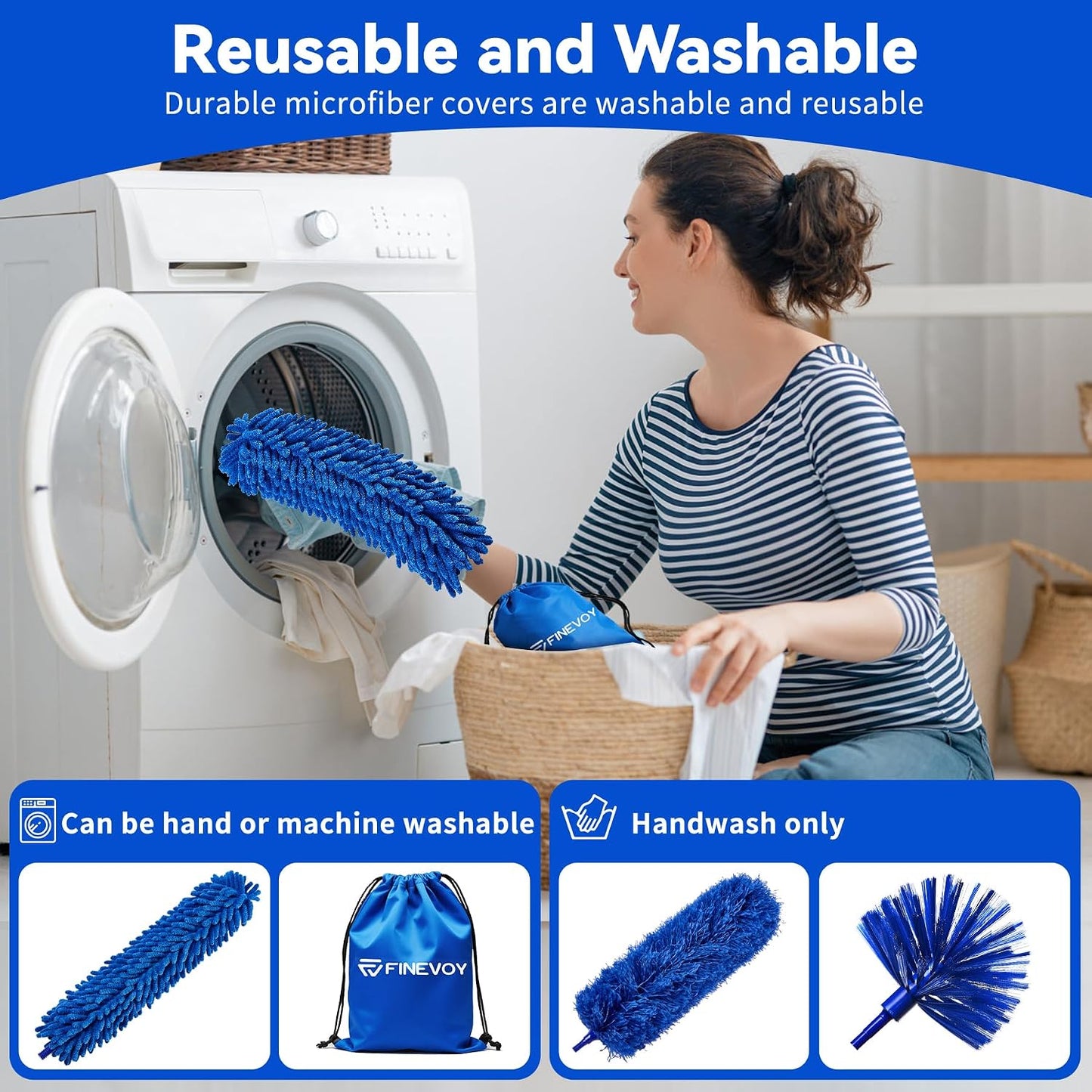 Dusters for Cleaning, Duster with Extension Pole 5 in 1 Kit, Cobweb Duster, Long Dusters for High Ceilings, Microfiber Dusters for Ceiling Fan, Blinds and Furniture