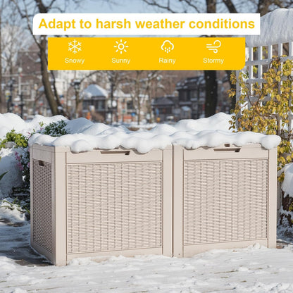 ROJIK 120 Gallon Waterproof Outdoor Deck Storage Box, Lockable Resin Patio Storage Bin with Lid for Garden Tools, Patio Cushions & Outdoor Accessories(Black)
