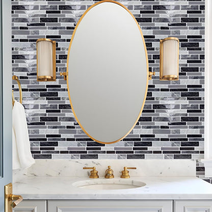 10-Sheet Peel and Stick Backsplash Waterproof Oil-Proof Wall Tiles for Kitchen & Bathroom, Easy Install Self-Adhesive Wall Tiles, Removable Stick-On Backsplash for Kitchen Stove & Walls