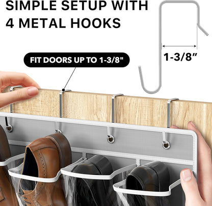 Simple Houseware 24 Pockets - Crystal Clear Over The Door Hanging Shoe Organizer, Gray (64'' x 19'')