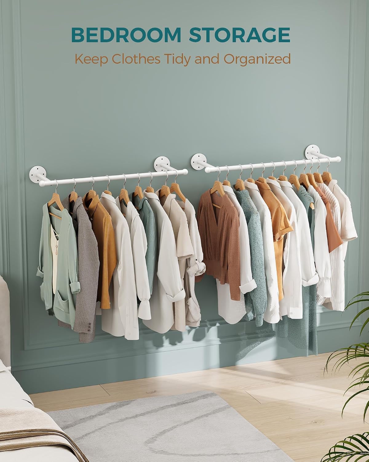 OROPY 33" Industrial Pipe Clothing Rack, Wall Mounted Clothes Rack | Closet Rods for Hanging Clothes, Multi-purpose Hanging Rod for Laundry Room, Bedroom and Closet Storage