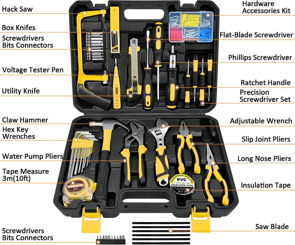 Tool Set, Home Repair Tool Kit for Men Women College Students,Household Basic Hand Tool Sets with Case for Home Maintenance,Dorm Essentials and DIY Projects