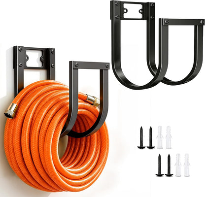 Garden Hose Holder Wall Mount - Heavy Duty Water Hose Holders for Outside, Detachable Garden Hose Hanger Holds 100 Ft, Metal Water Hose Storage for Garden Garage or Yard