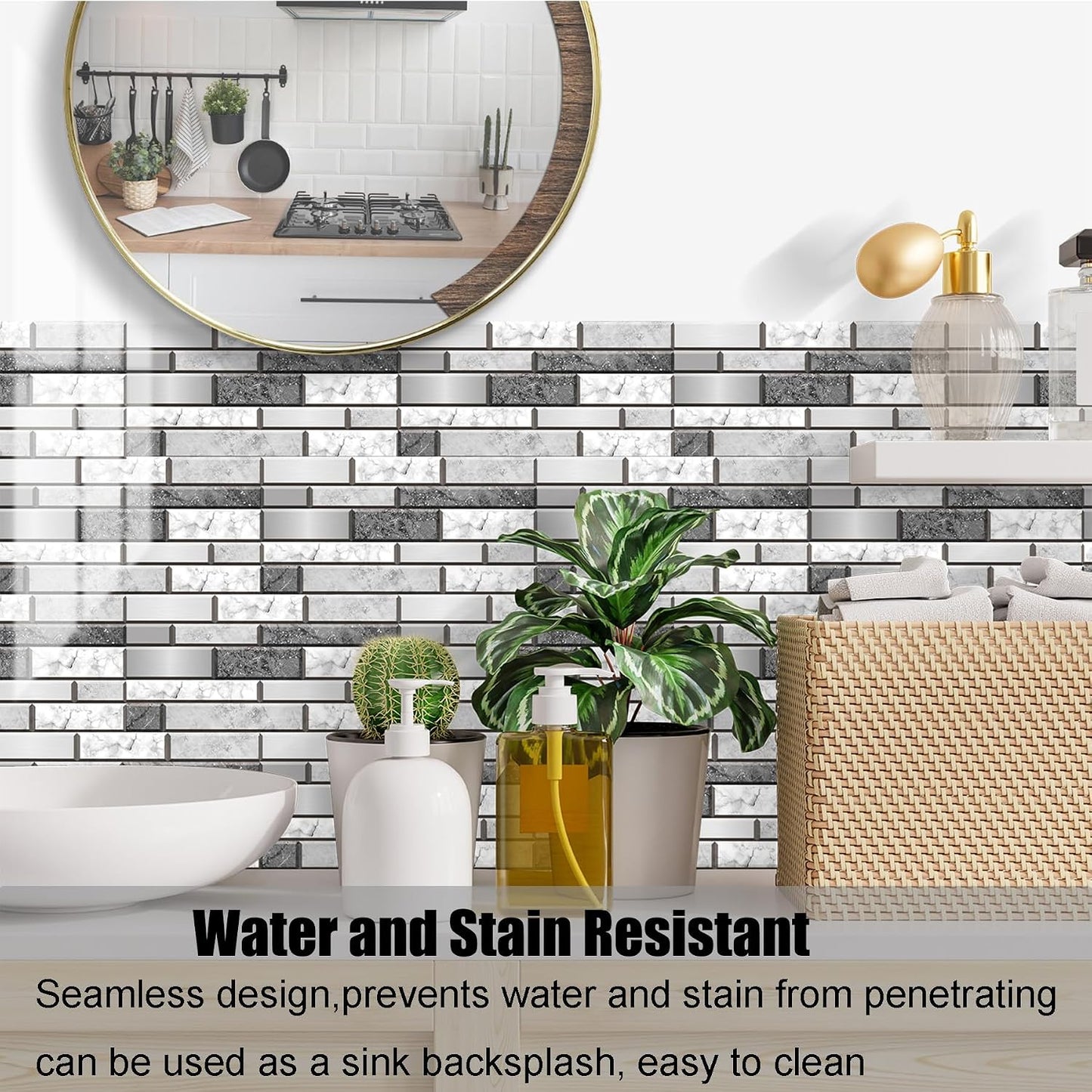 12-Sheet White Peel and Stick Wallpaper, Subway Tile 6''x12'' Self Adhesive Wall Tiles Waterproof PVC Stick on Backsplash Vinyl Decorative Tiles Stickers for Kitchen Bathroom