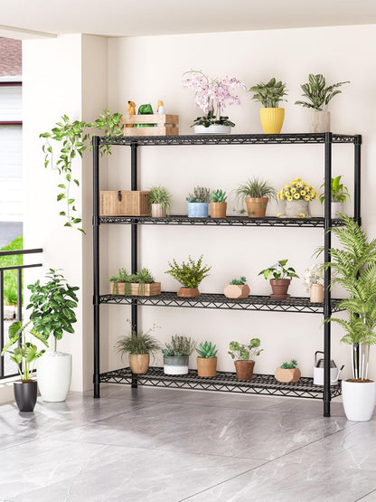 Golpart 4 Tier Adjustable Storage Shelves Metal Utility Shelf Wire Shelving Unit Organizer Rack for Home Kitchen Office Bathroom Pantry Room 12" D x 18" W x 44" H