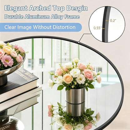 Prywot Arched Full Length Mirror, 70"x26" Free Standing Floor Mirror, Modern Full Body Mirrors with Stand, Wall Mirrors with Aluminum Alloy Frame for Bedroom,Living Room, Gold